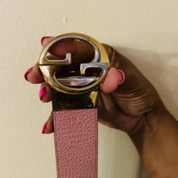 Women reversible Gucci belt Pink and Black - Picture 2 of 6